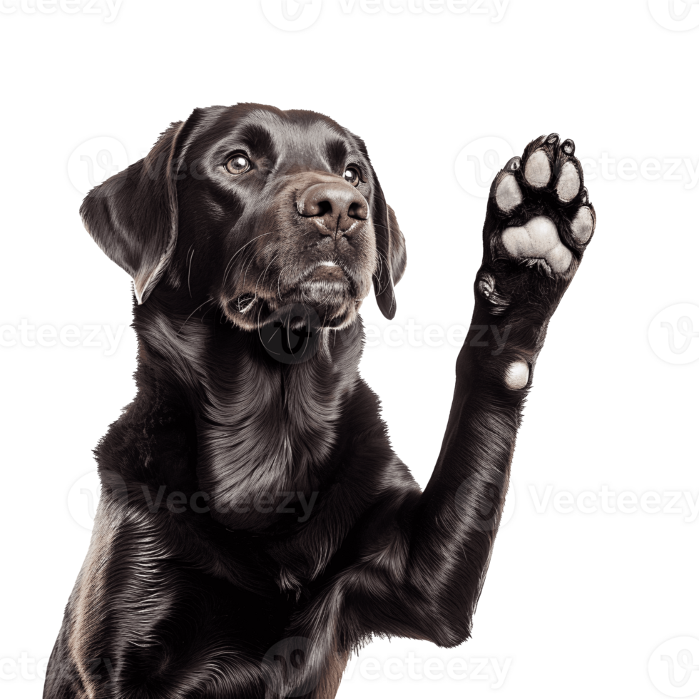 AI generated Friendly Dog Waving Hello with Paw, Isolated png