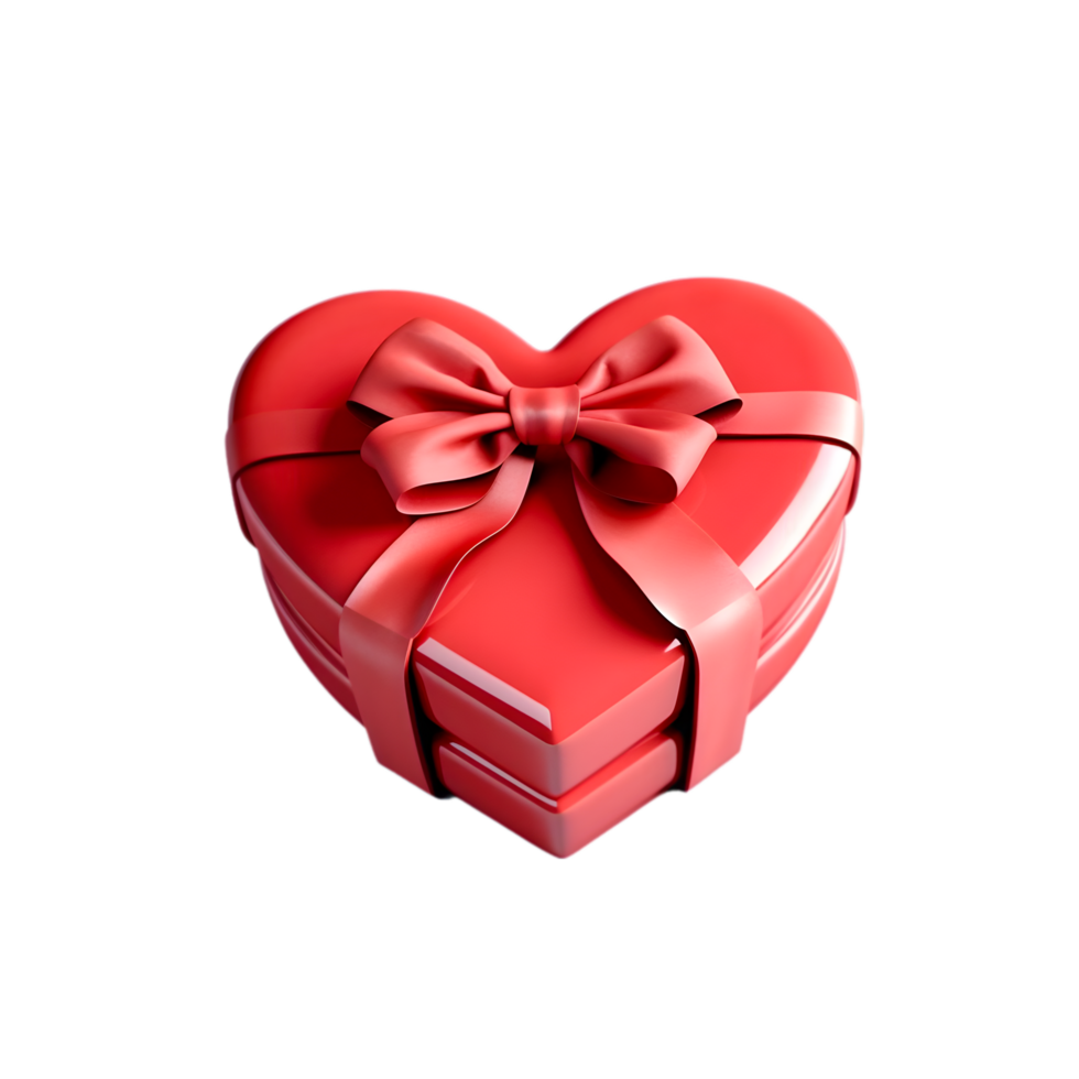AI generated a pink heart shaped box with a red bow on it png