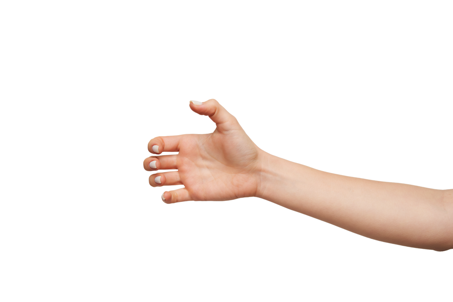 dichtbij omhoog jong mooi vrouw hand- balanceren vingers terwijl wezen verheven png