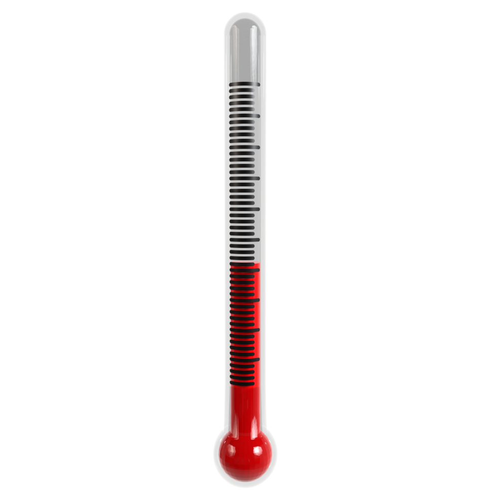 a red and white thermometer on a transparent background png