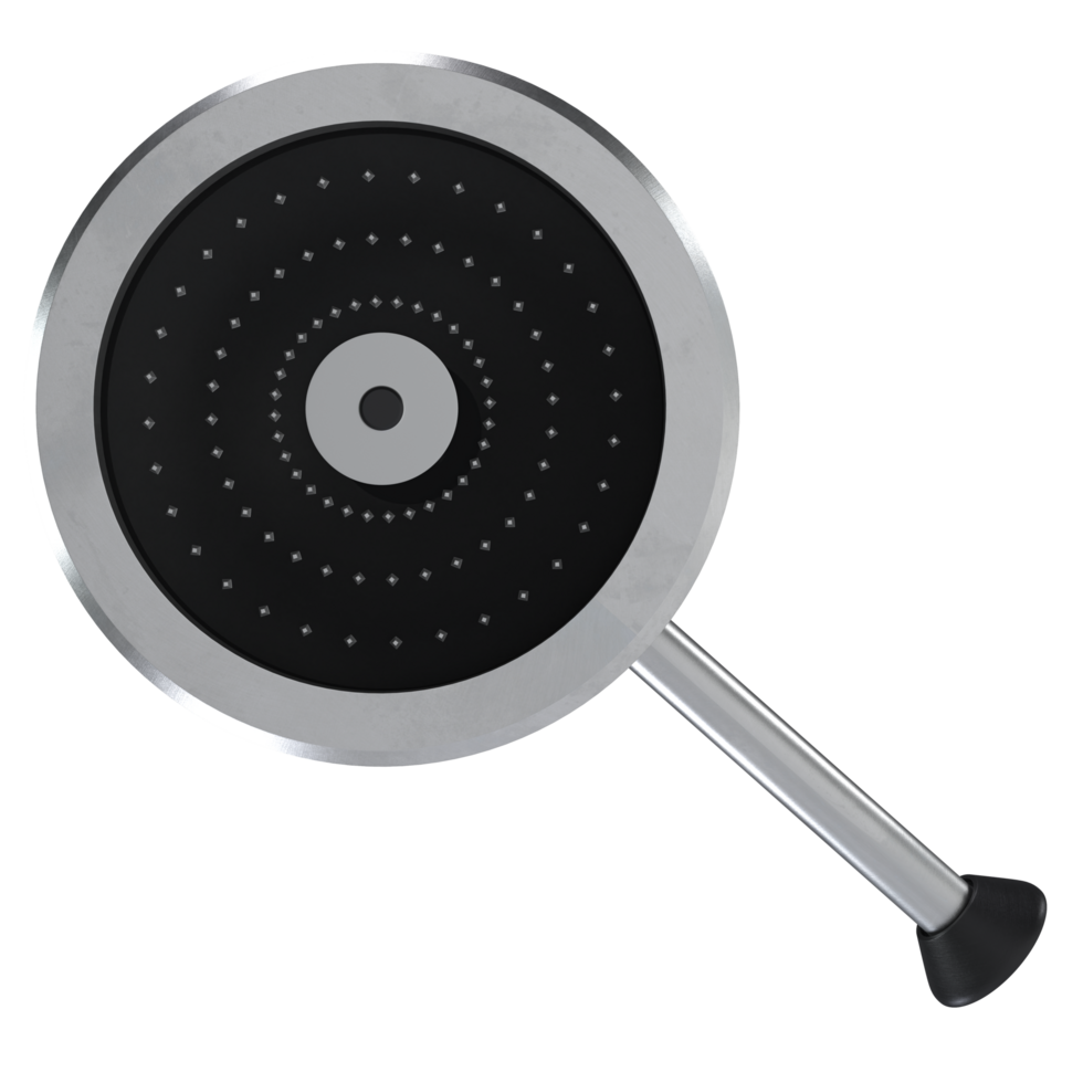 a black and white round pan with a handle on it png