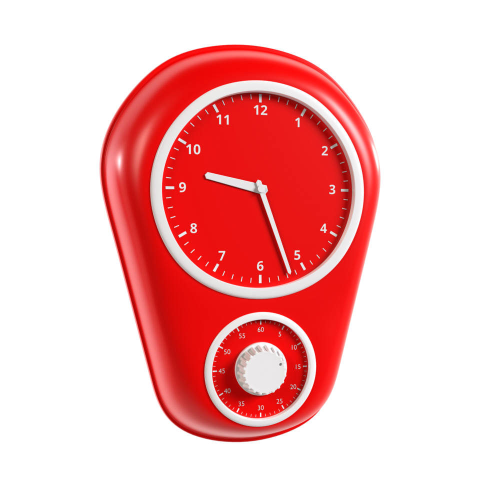 red clock on transparent background png