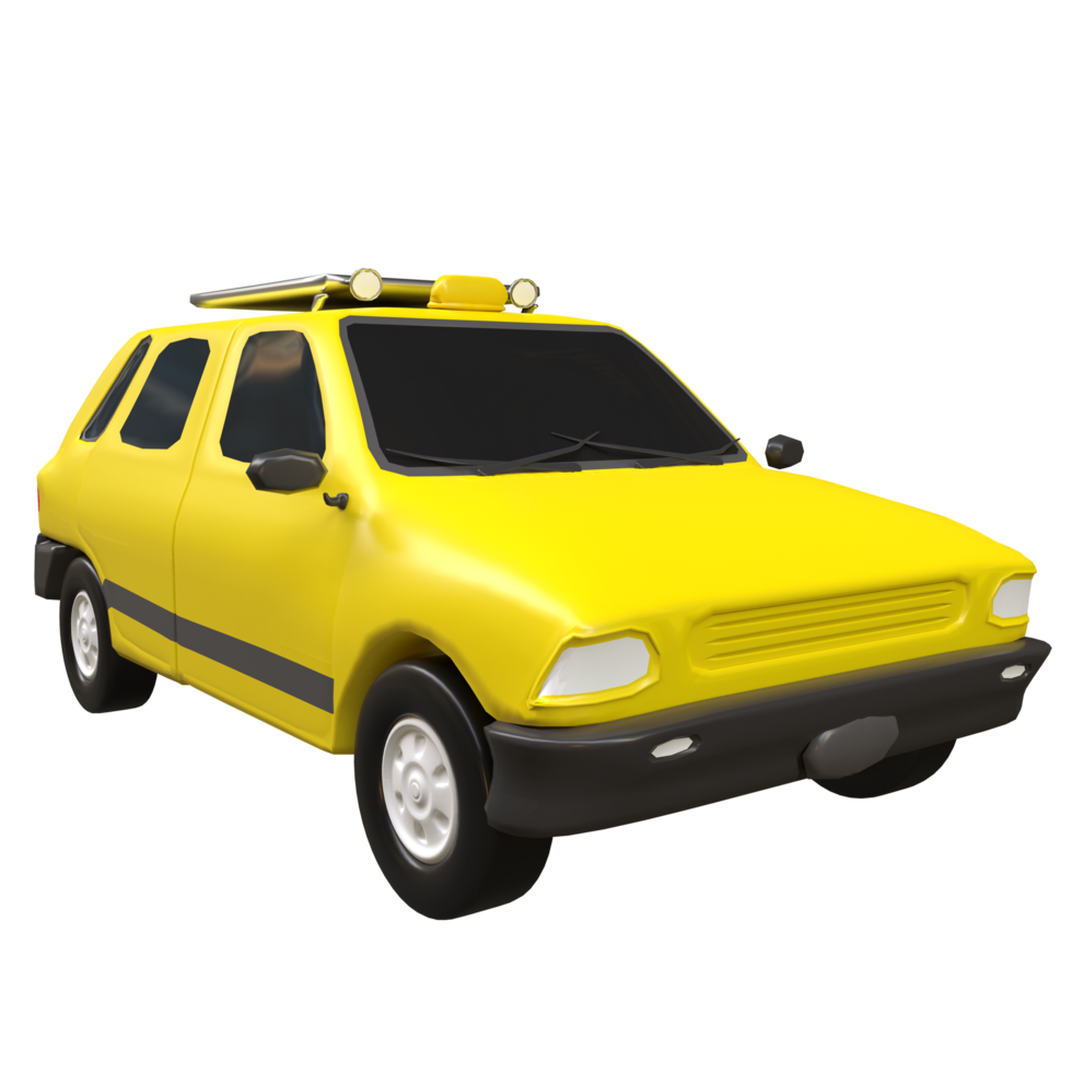 yellow taxi car on transparent background png