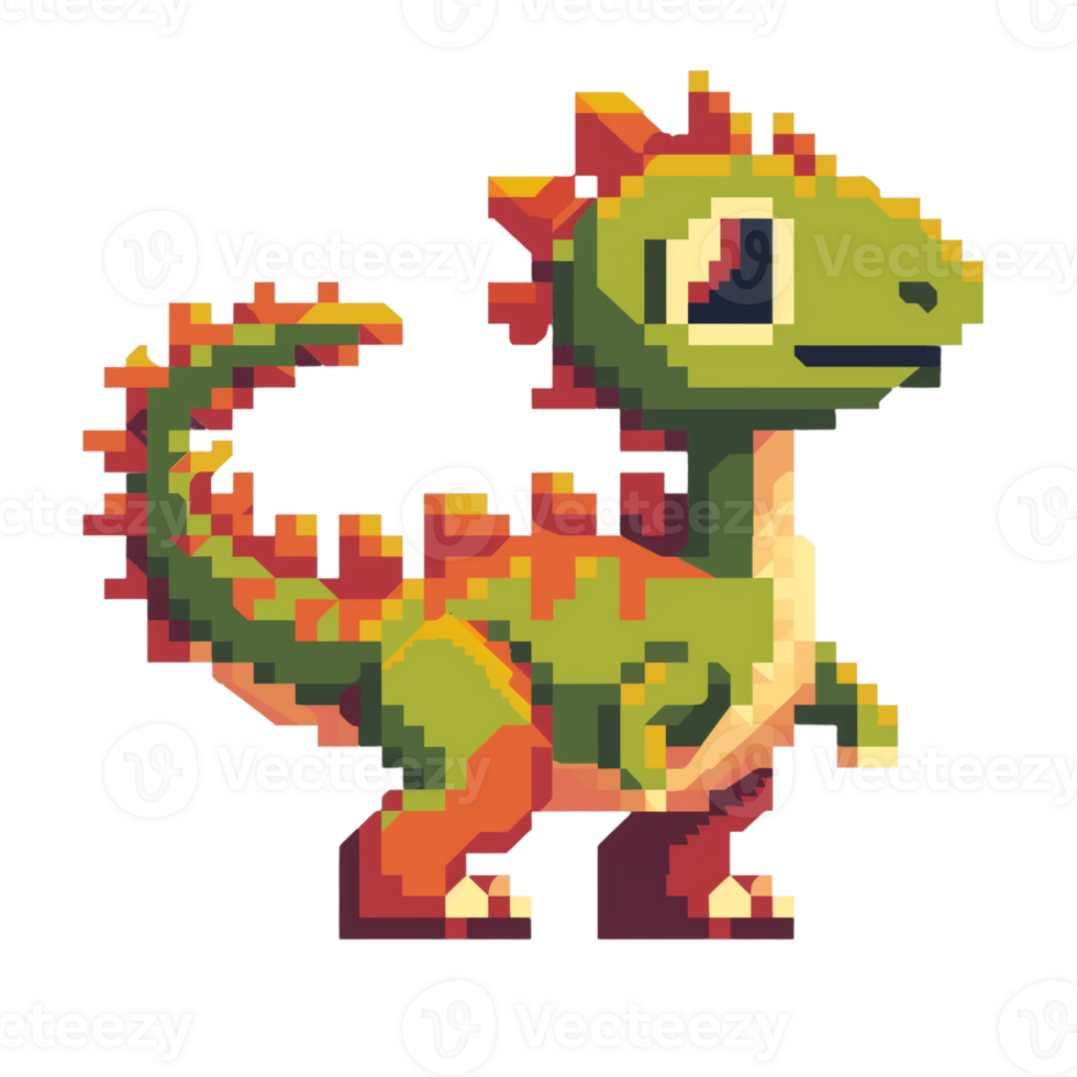 tekenfilm karakter dinosaurus pixel kunst stijl png