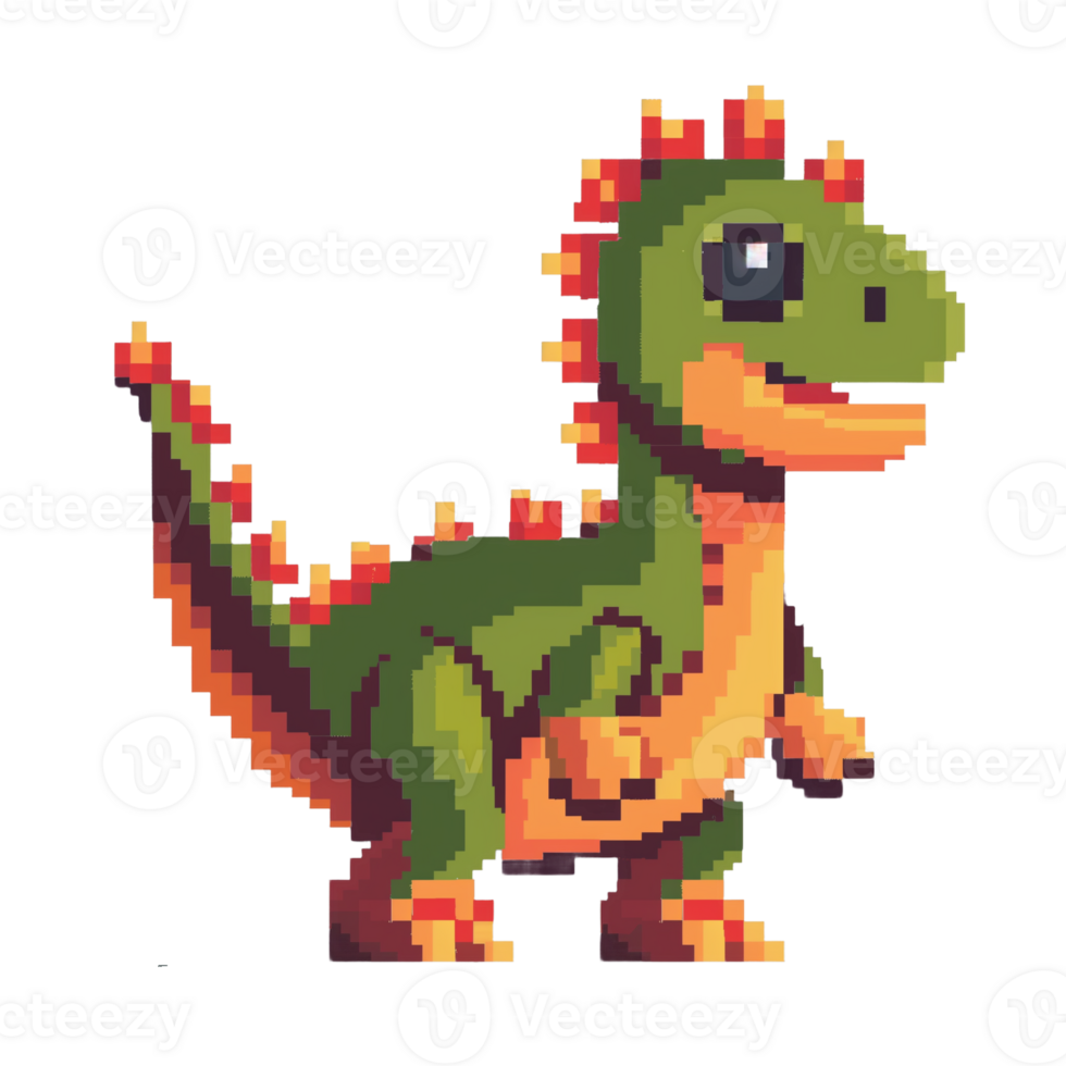 tecknad serie karaktär dinosaurie pixel konst stlye png