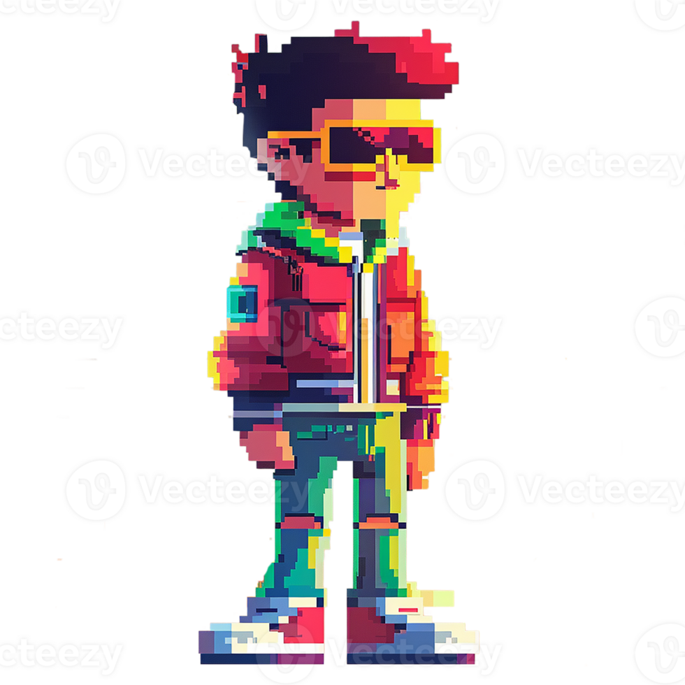 cartoon character  in pixel art style. png