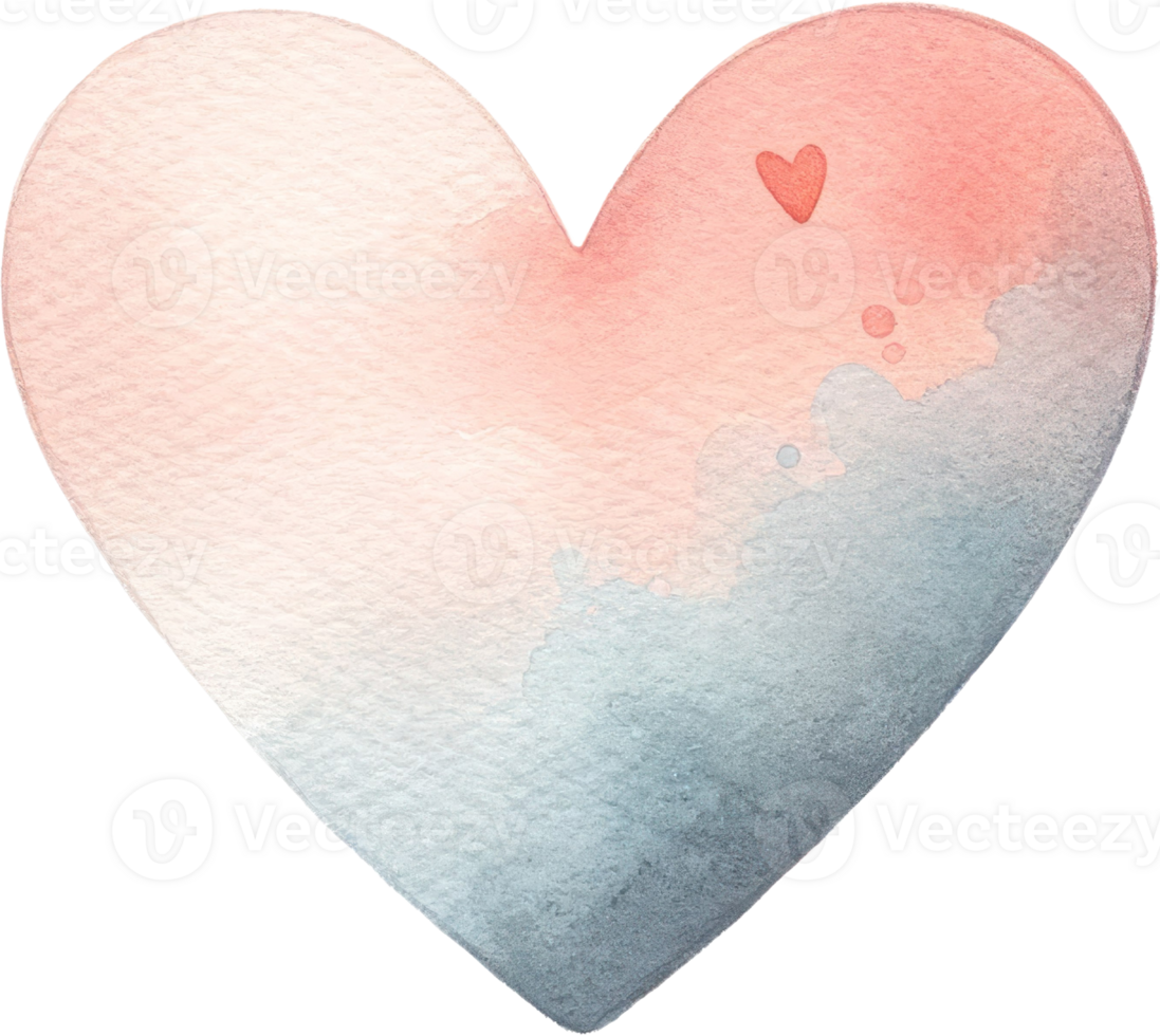 AI generated Gradient Watercolor Heart with Pink and Blue Tones, An artistic blending soft pink and blue hues, perfect for expressing love, affection, and tender sentiments in creative projects. png