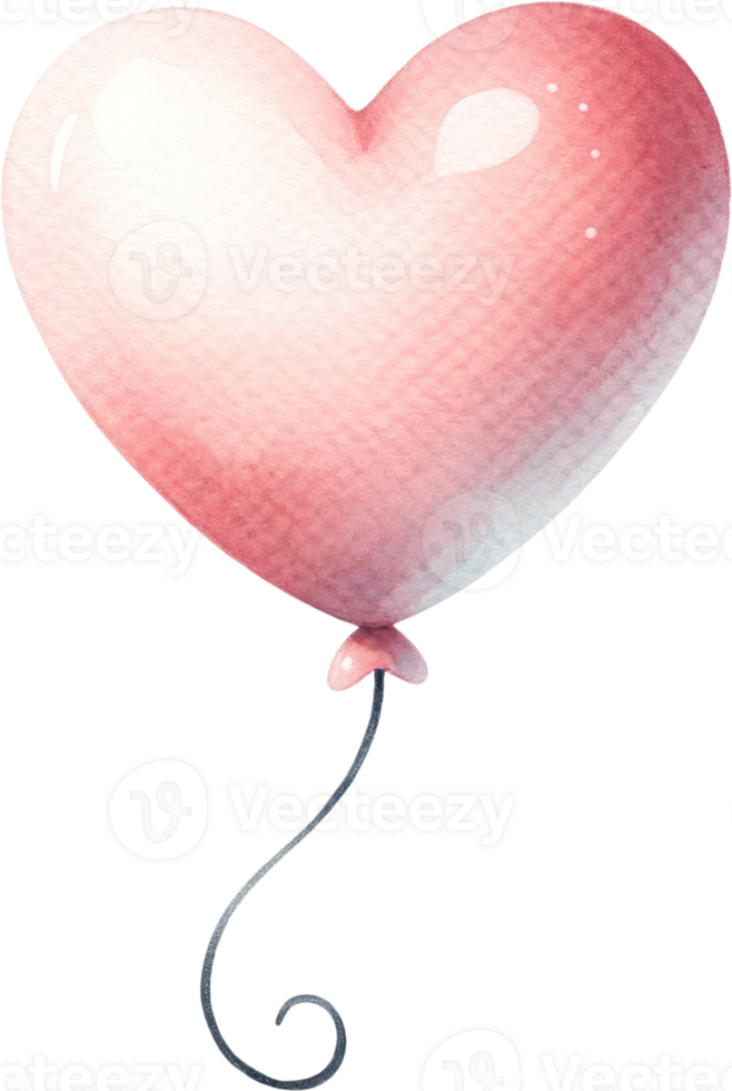 AI generated Pink Watercolor Heart-Shaped Balloon Illustration, A charming pink heart-shaped balloon, ideal for festive occasions, romantic events, or expressing heartfelt emotions. png