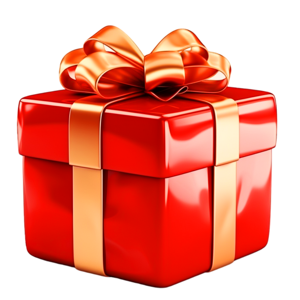 AI generated Gift box with red ribbon png