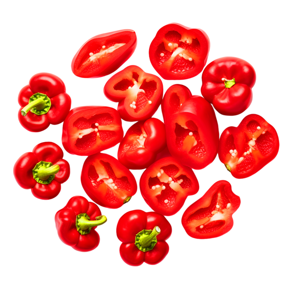 AI generated Chopped red peppers top view png