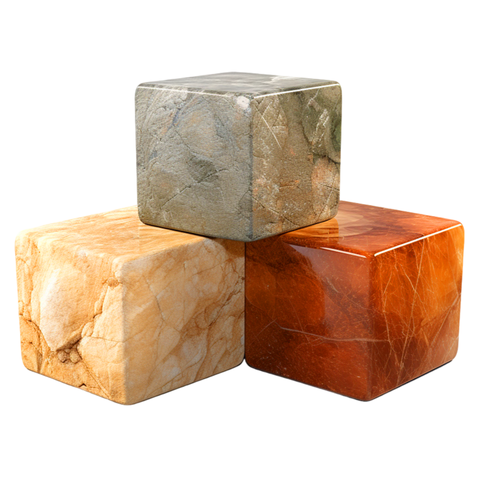 AI generated Different stones on cube in studio png