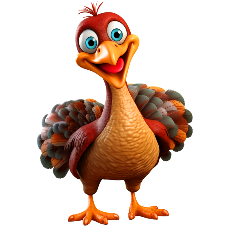 AI generated Cartoon animal turkey bird png