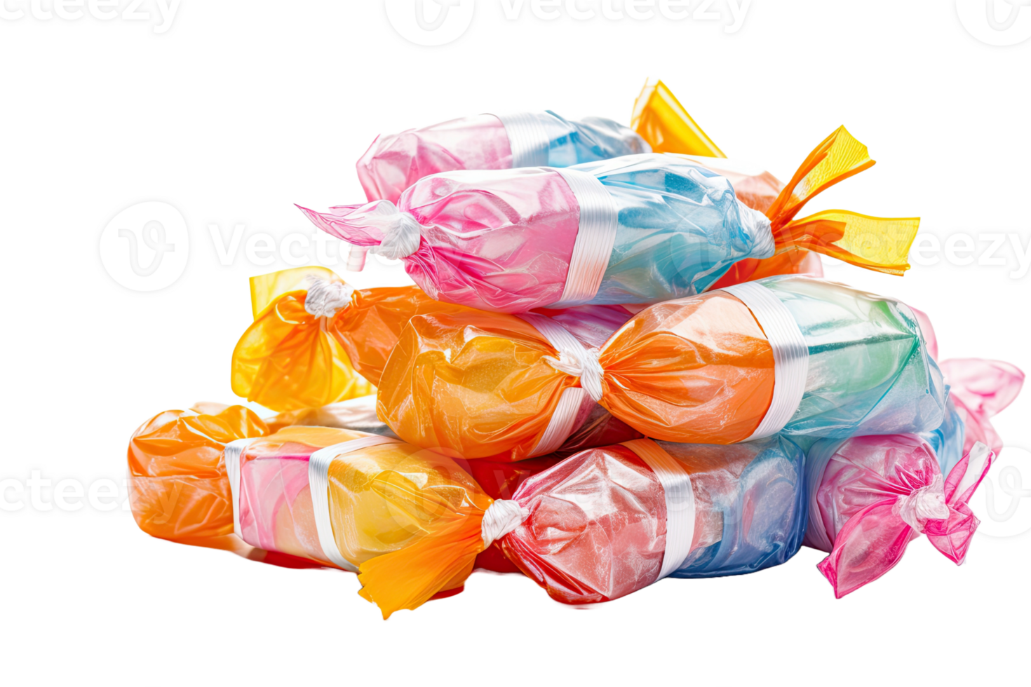 AI generated a pile of colorful candy on a white background png
