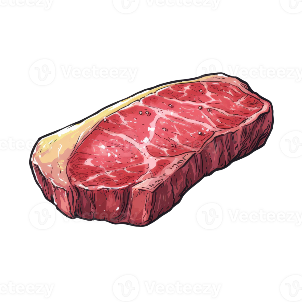 ai généré dessin animé de aloyau steak ou du boeuf ou Viande sur transparent Contexte adapté pour Boucher magasins, nourriture les blogueurs, recette sites Internet, culinaire conceptions, restaurant menus, et cuisine Des classes. png