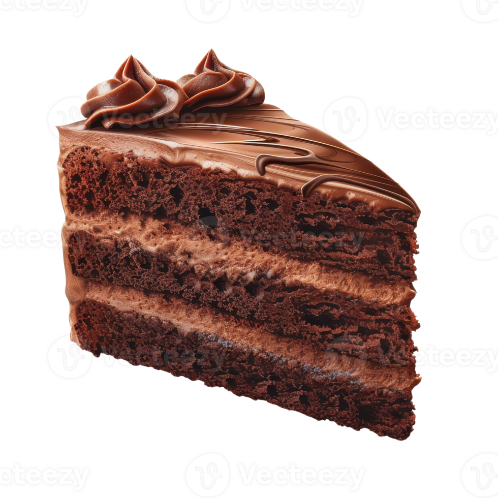 AI generated Piece of chocolate birthday cake with rich frosting. Ideal for bakery promotions, dessert menus, confectionery advertising, and sweet treat designs. png