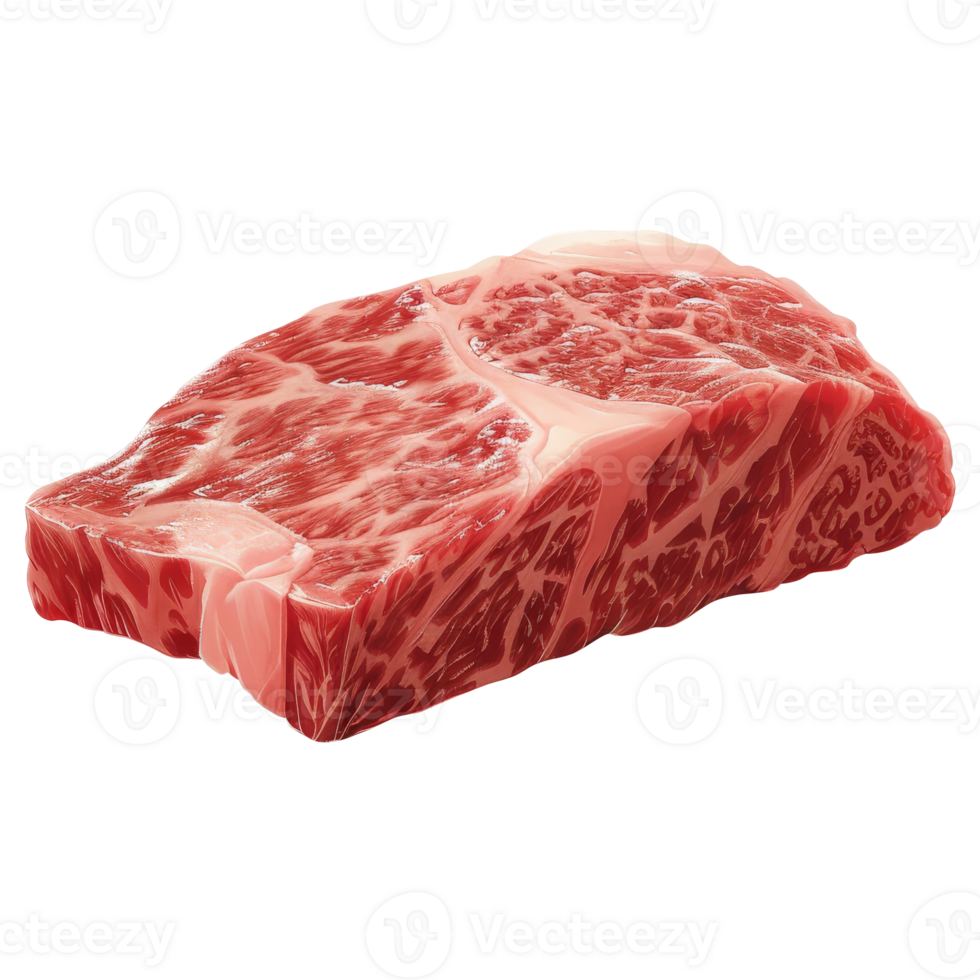 AI generated Piece of beef wagyu meat on white background, perfect for food blogs, restaurant menus, butcher shops, and culinary websites or social media posts. png