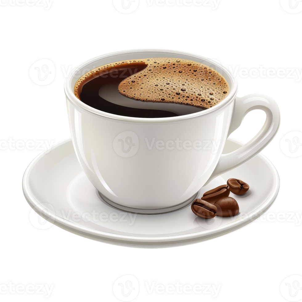 AI generated A cup of coffee and a piece of coffee bean, perfect for food and beverage related designs or promoting cozy moments png