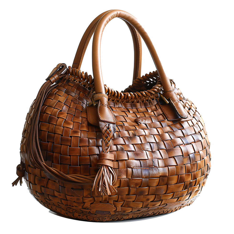 AI generated Handmade Woven Bag Reveals Traditional Weaving Techniques and Eco Friendly Design png