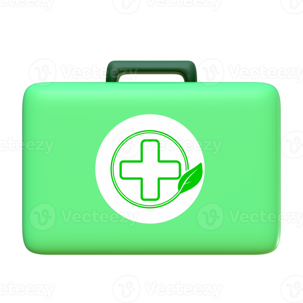 3d green first aid kit isolated icon png