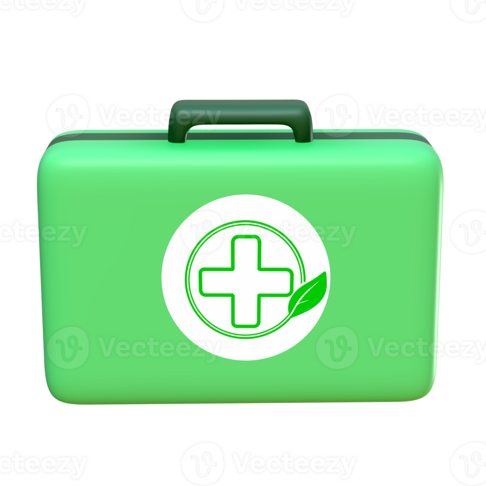 3d green first aid kit isolated icon png