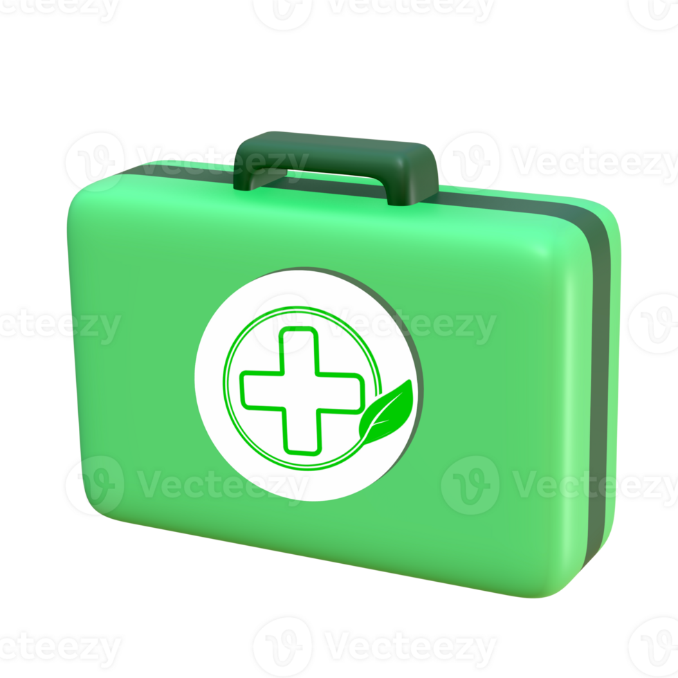 3d green first aid kit isolated icon png