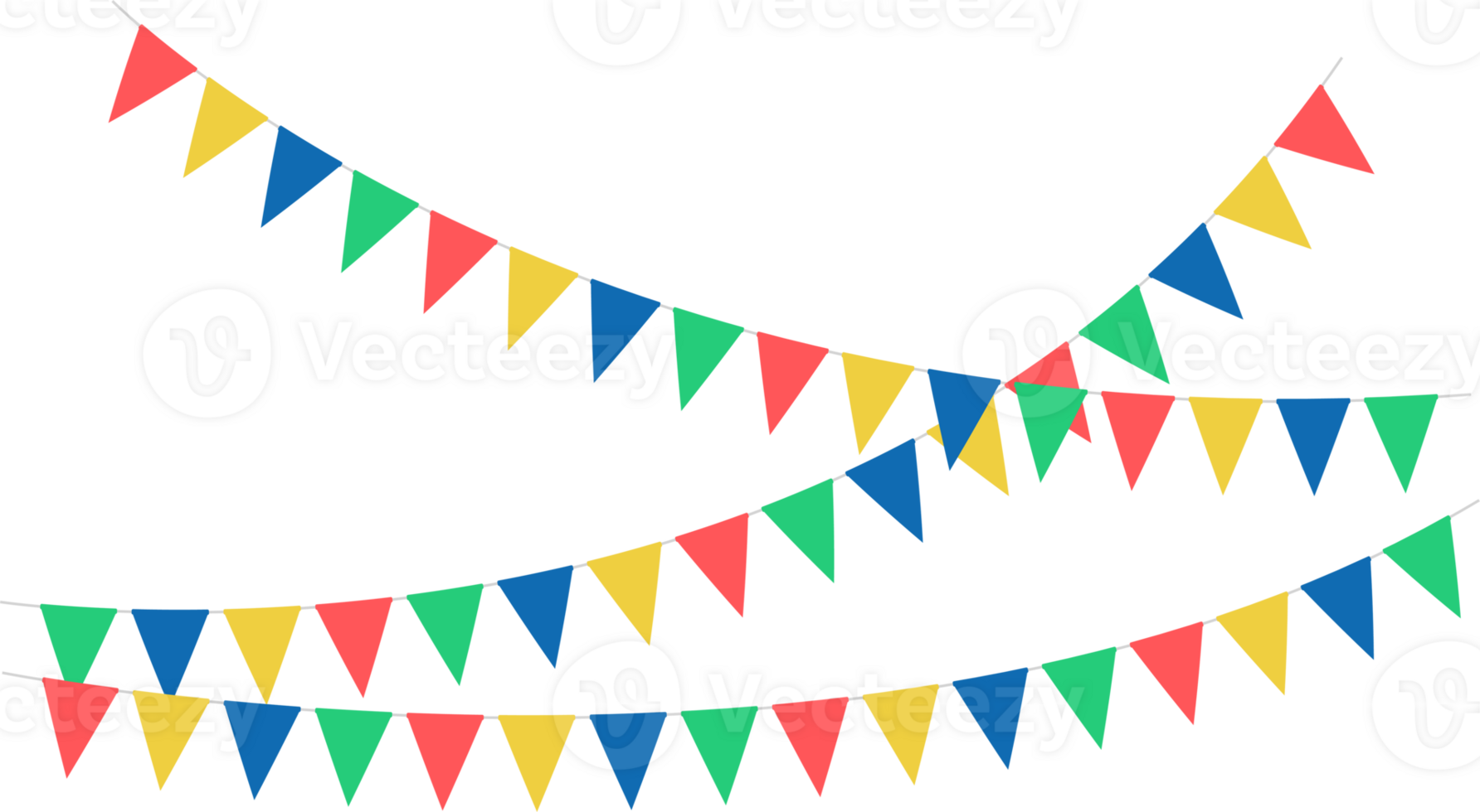 Triangular cross flags, decorative colorful party pennants for birthday celebration, festival decoration. png