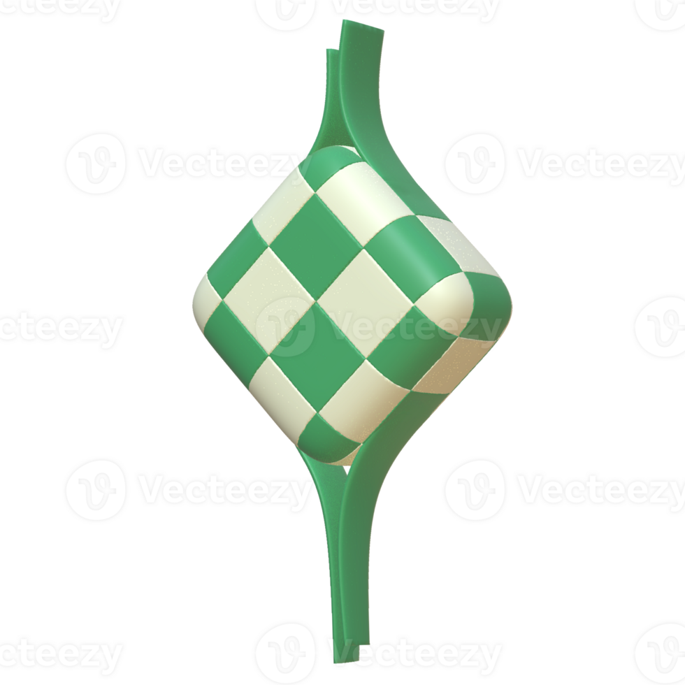 3d rendering of ketupat islamic food icon png
