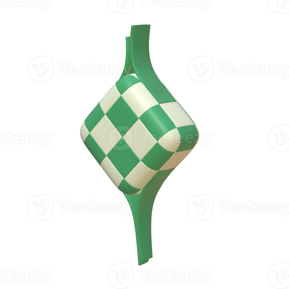 3d rendering of ketupat islamic food icon png