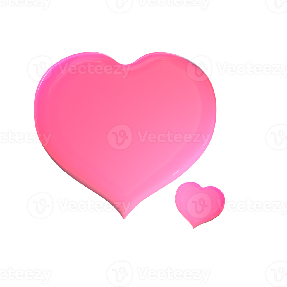 3d love heart shape isolated decorative element icon png