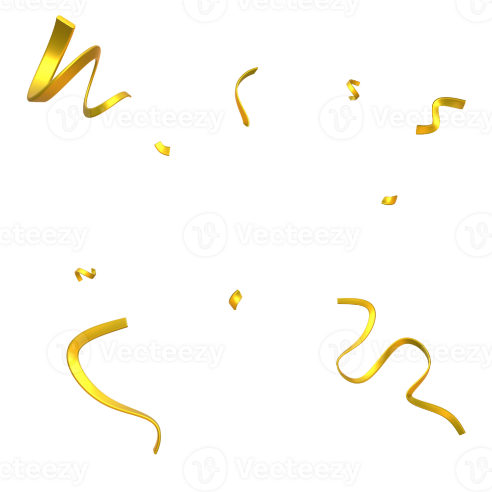 3d golden confetti pop png