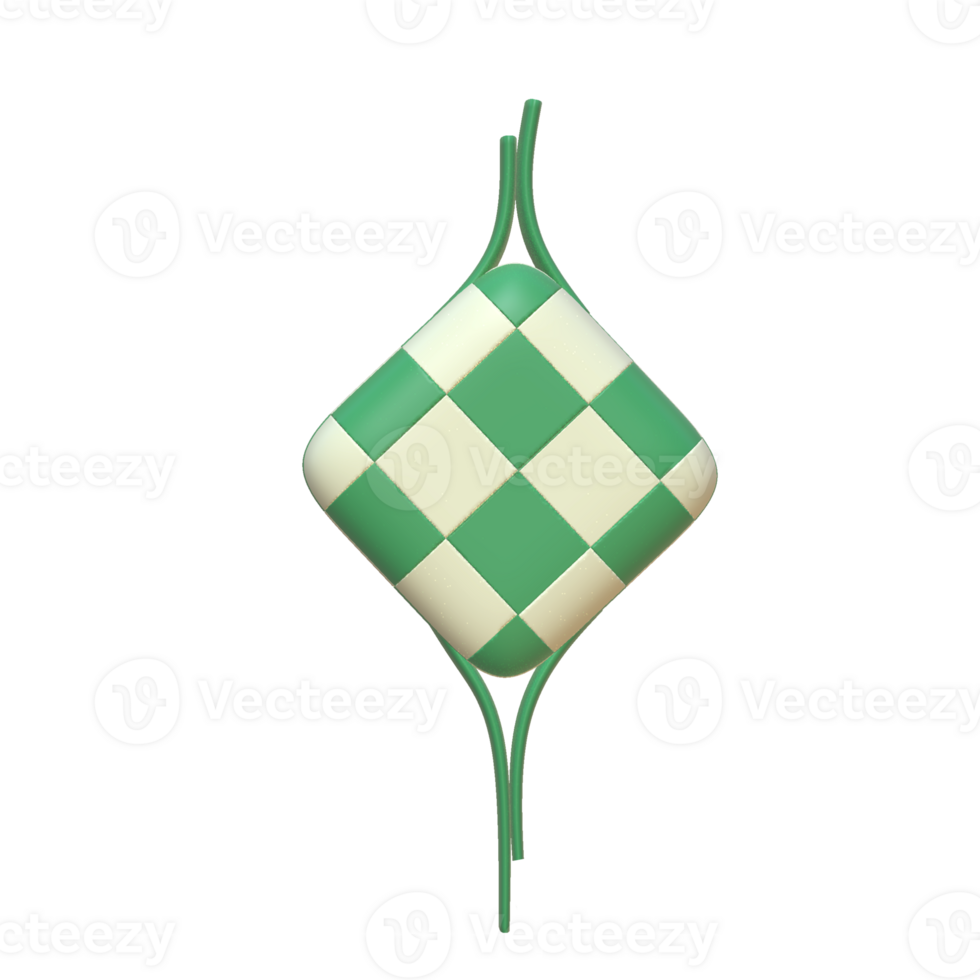 3d rendering of ketupat islamic food icon png