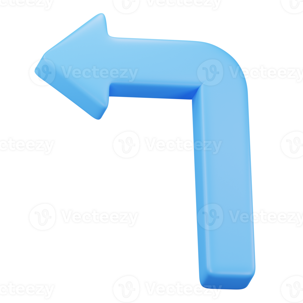 turn left 3d icon illustration png