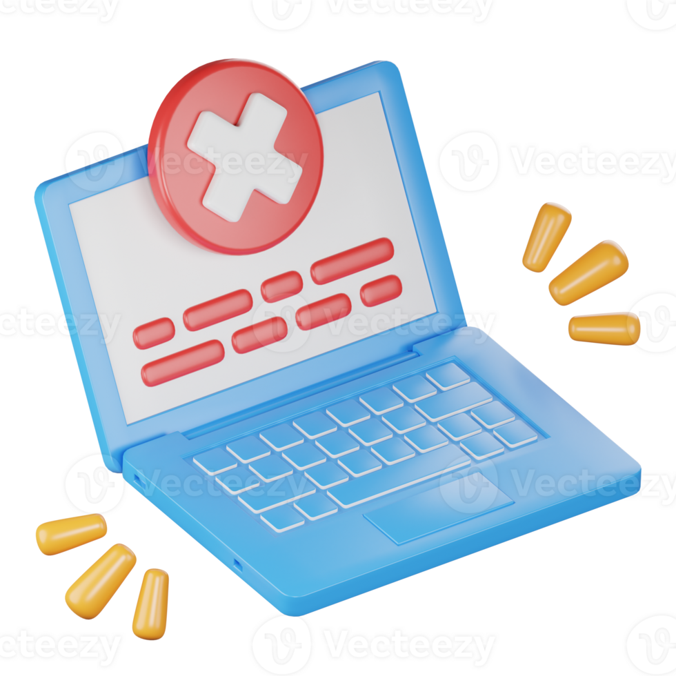 laptop error 3d icon illustration png