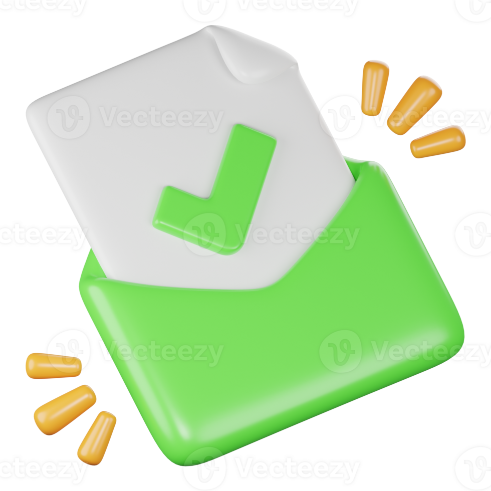 approved mail 3d icon illustration png