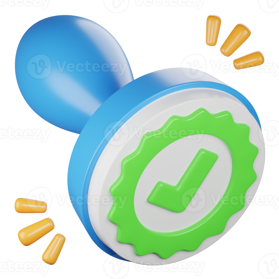 approved stamp 3d icon illustration png
