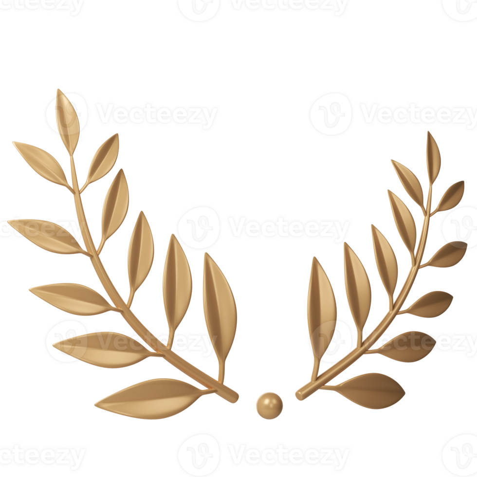 3d rendering golden laurel wreath. Trophy, award, champion victory concept png