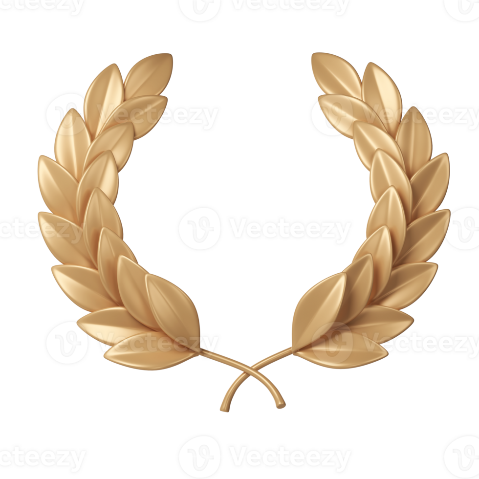 3d rendering gold laurel wreath. Trophy, award, champion victory concept png