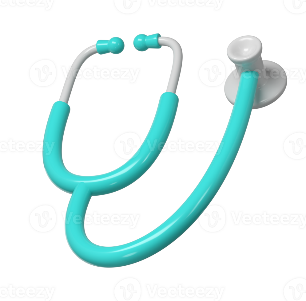 3d turquoise stethoscope icon. Render Illustration medical tool. Symbol concept of healthcare industry png