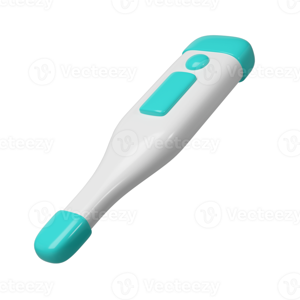 3d medizinisch elektronisch Thermometer. Rendern Illustration von Medizin Diagnose Instrument zu Temperatur Messung im Türkis Farbe. süß Karikatur Design. Gesundheitswesen Werkzeug png