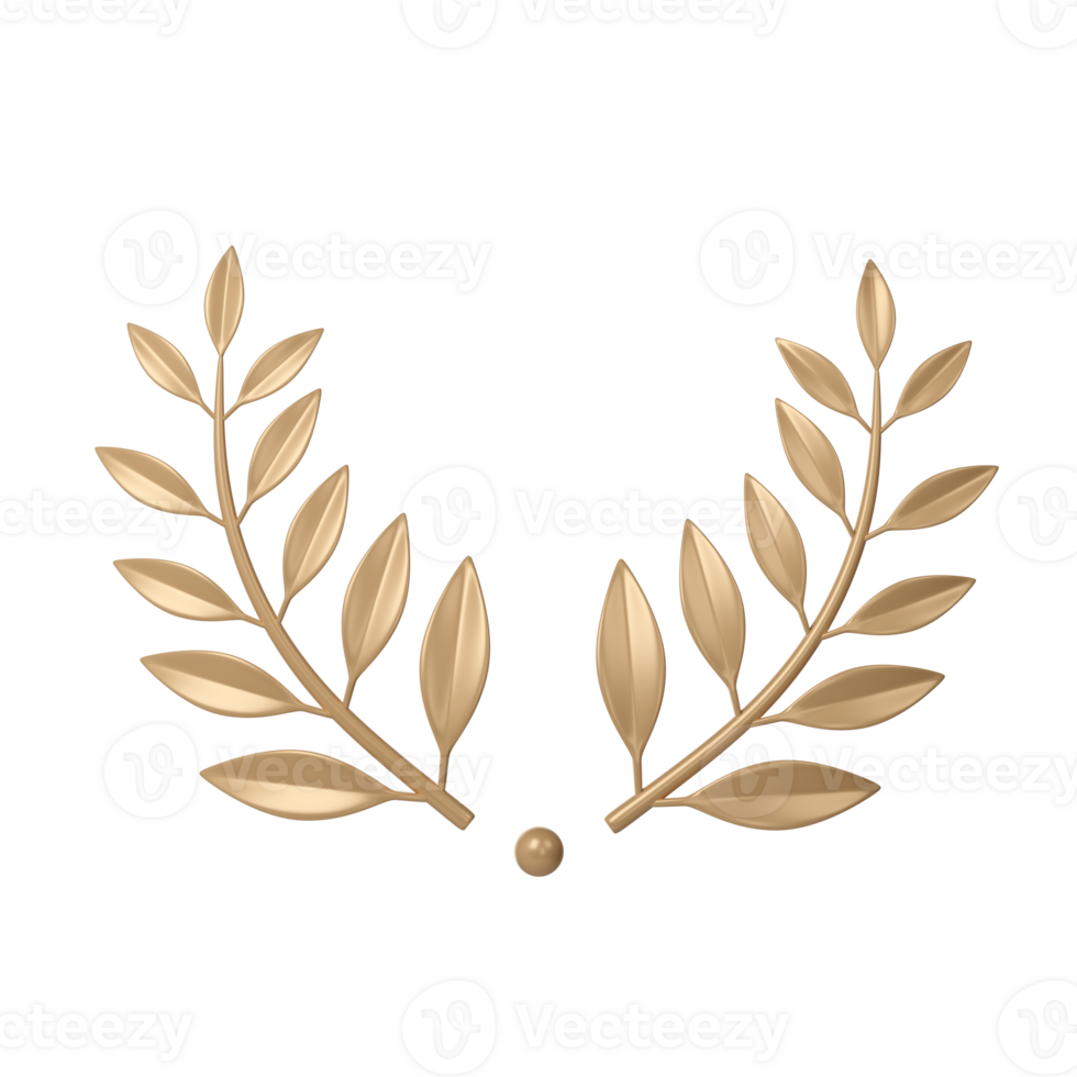 3d rendering golden laurel wreath. Trophy, award, champion victory concept png