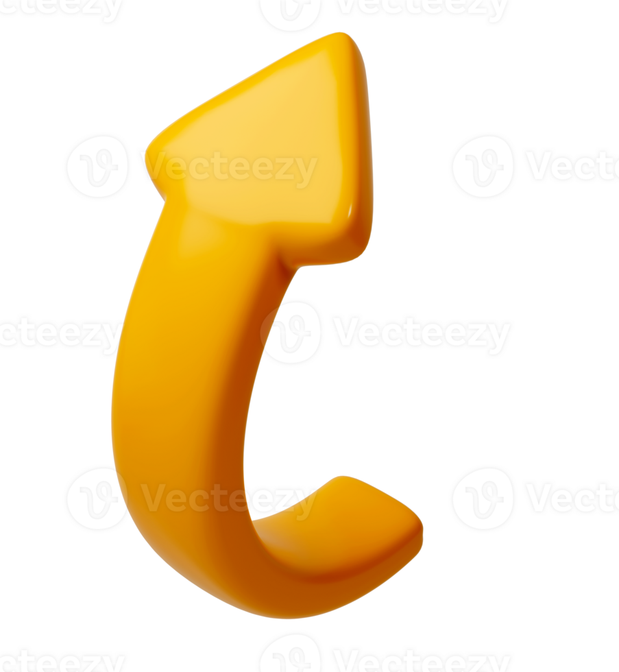 orange 3d half circle arrows up direction. Arrow sign or icon for web button and interface and navigation design illustration png