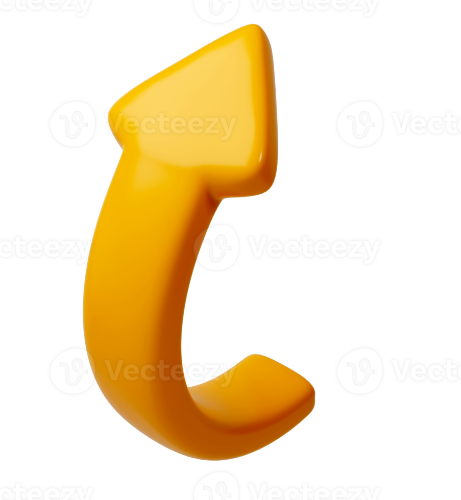 orange 3d halv cirkel pilar upp riktning. pil tecken eller ikon för webb knapp och gränssnitt och navigering design illustration png