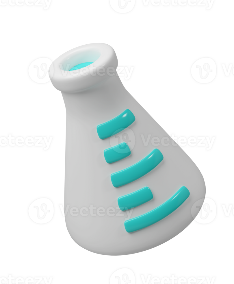 3d medical white flask icon. Scientific technology. laboratory, biotechnology, chemistry, science concept. Trendy and modern 3d style png