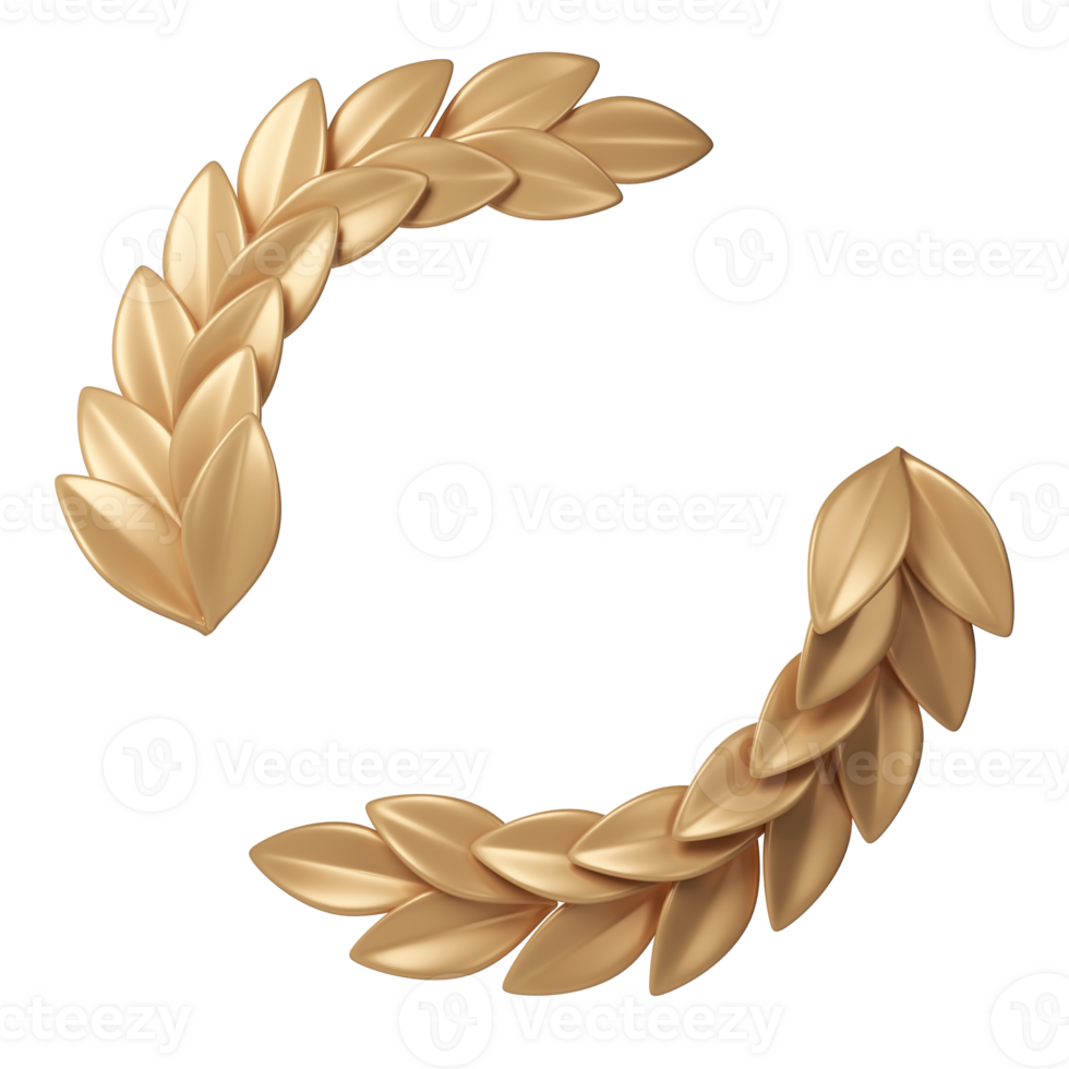 3d rendering golden laurel wreath frame with place for text. Trophy, award, champion victory concept png