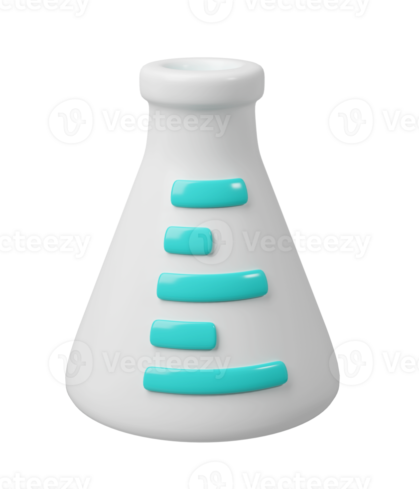 3d medical white flask. Scientific technology. laboratory, biotechnology, chemistry, science concept. Trendy and modern 3d style png