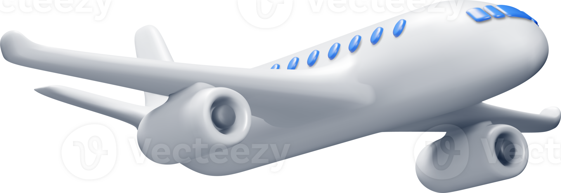 3D White Realistic Airplane png