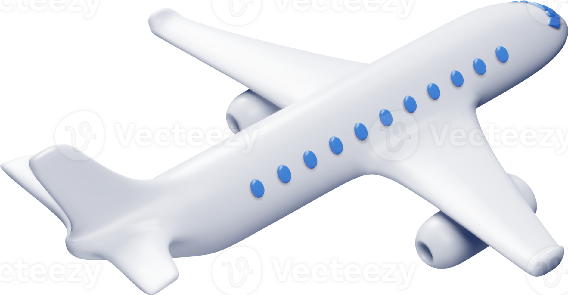 3D White Realistic Airplane png