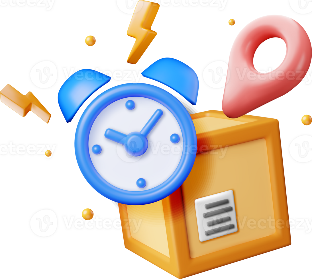 3D Carton Packaging Box with Alarm Clock png