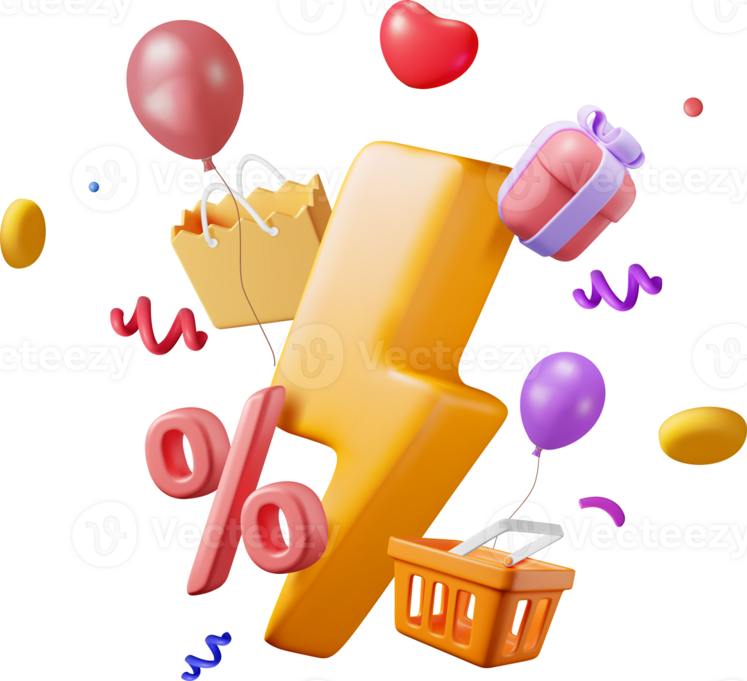 3D Flash Sale Shopping Concept png