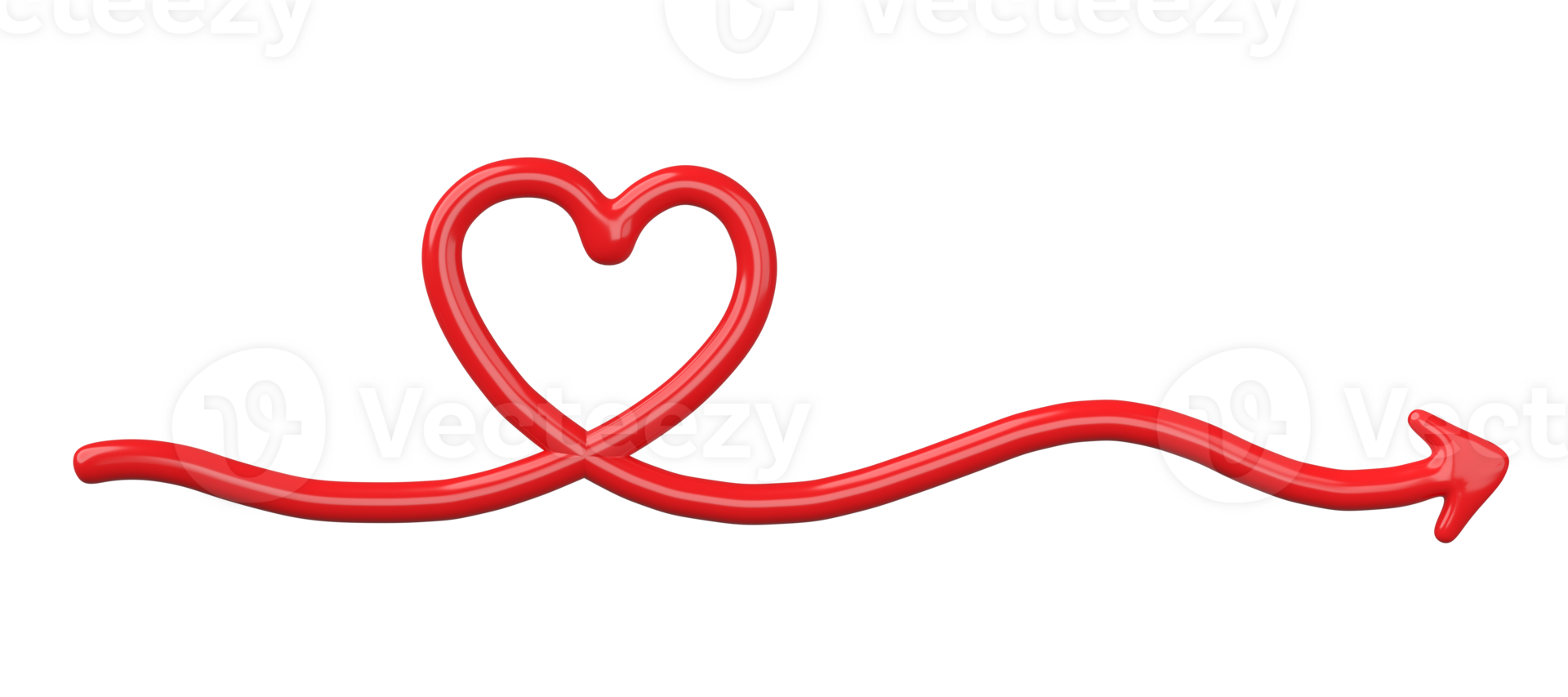 3D heart with an arrow icon isolated on transparent background. png